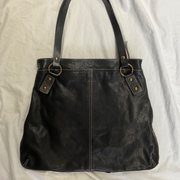 Black Leather Tote by Arnold Churgin - Picture 2 of 13